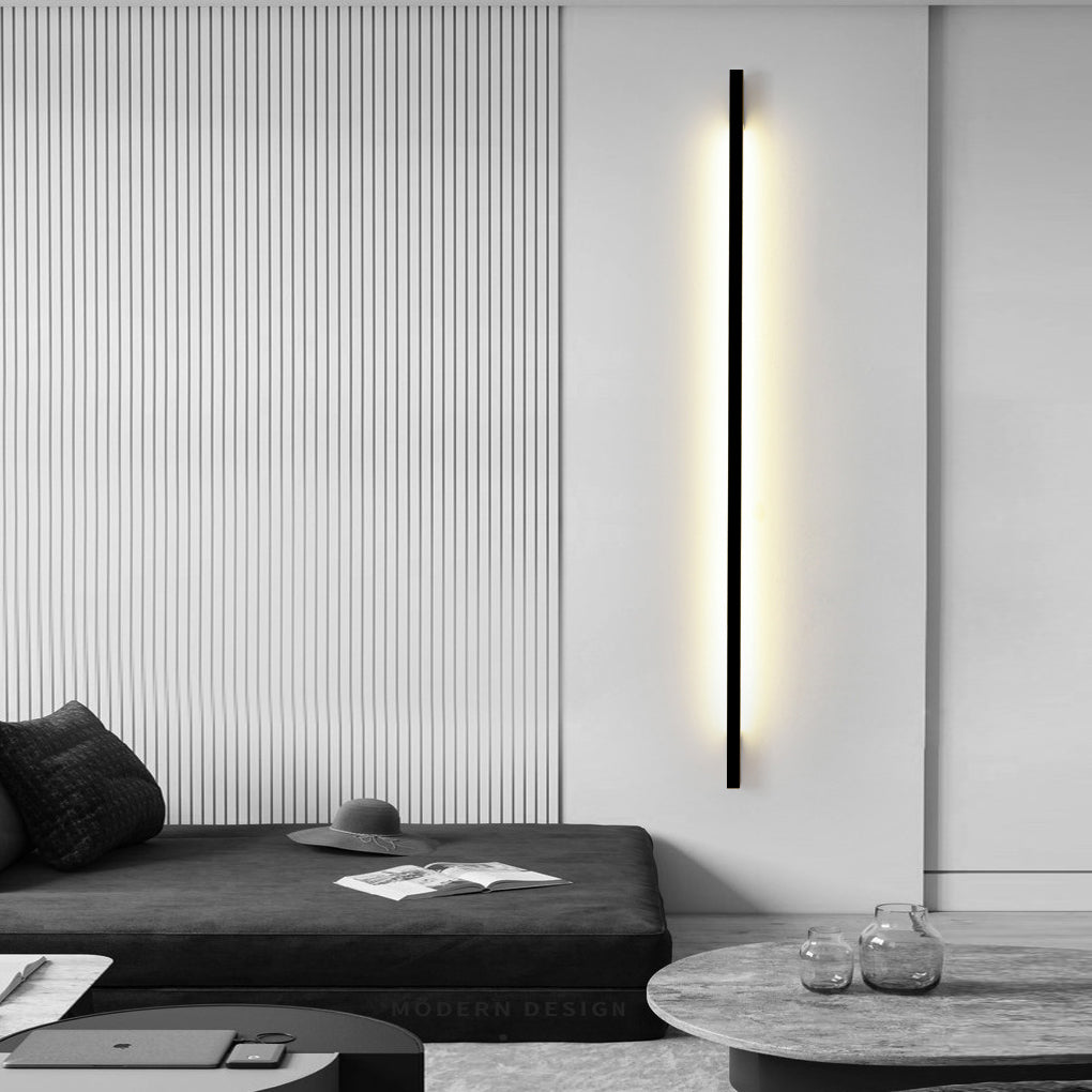 Minimalist Strip Three Step Dimming LED Black Postmodern Wall Lamp-Lighom