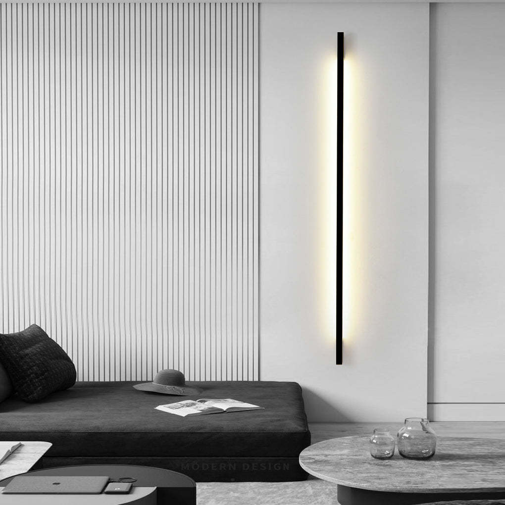 Minimalist Strip Three Step Dimming LED Black Postmodern Wall Lamp-Lighom