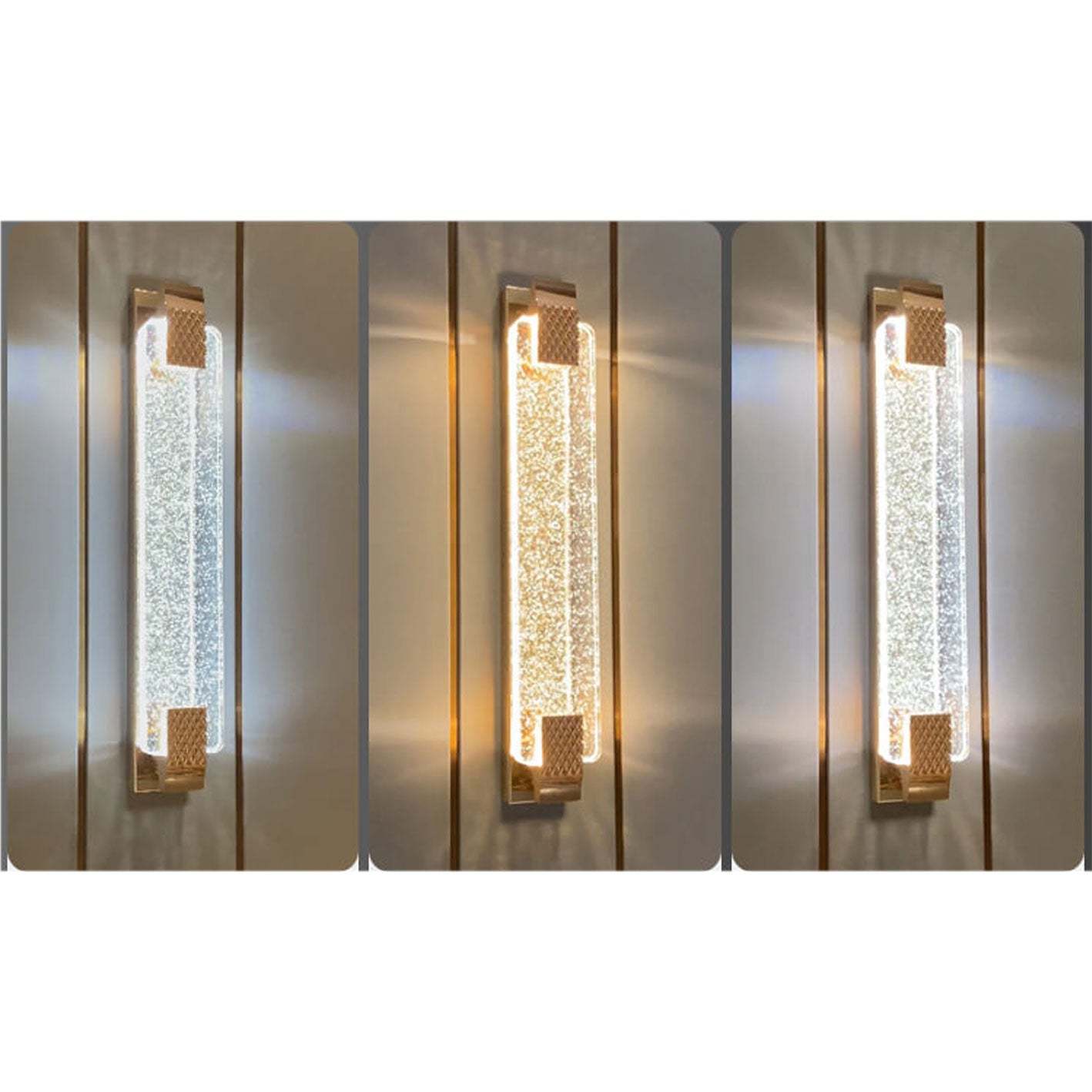 European Rectangular Bubble Crystal LED Sconce — 220V-240V For UK/AU / Neutral Light (4000K)