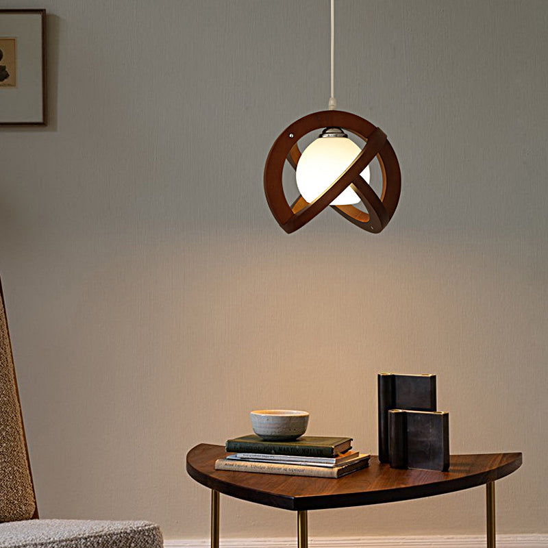 Rustic wabi-sabi three-step walnut wood pendant lighting, Lighom