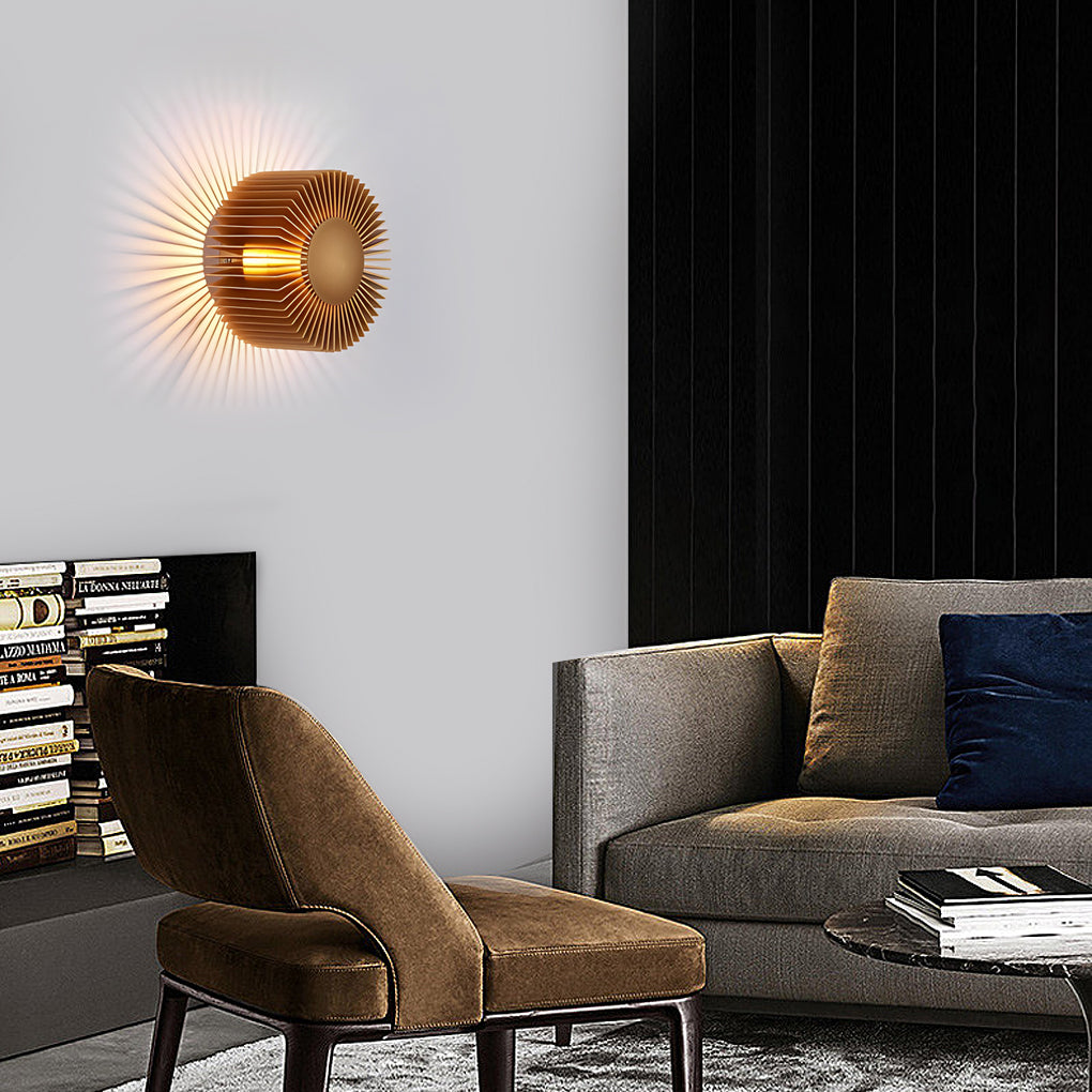 Round Sun Flowers LED Creative Decor Aluminum Modern Wall Light Fixture-Lighom