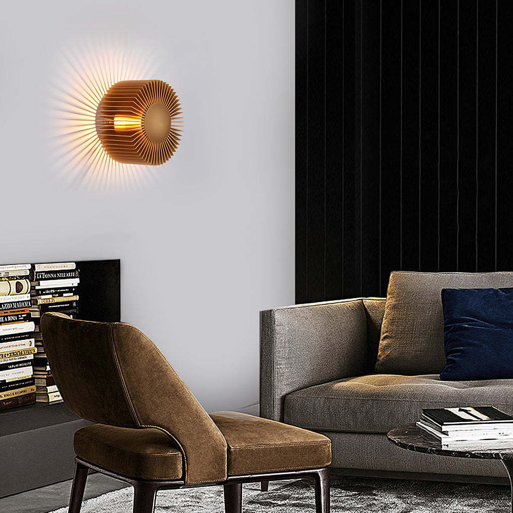 Round Sun Flowers LED Creative Decor Aluminum Modern Wall Light Fixture-Lighom