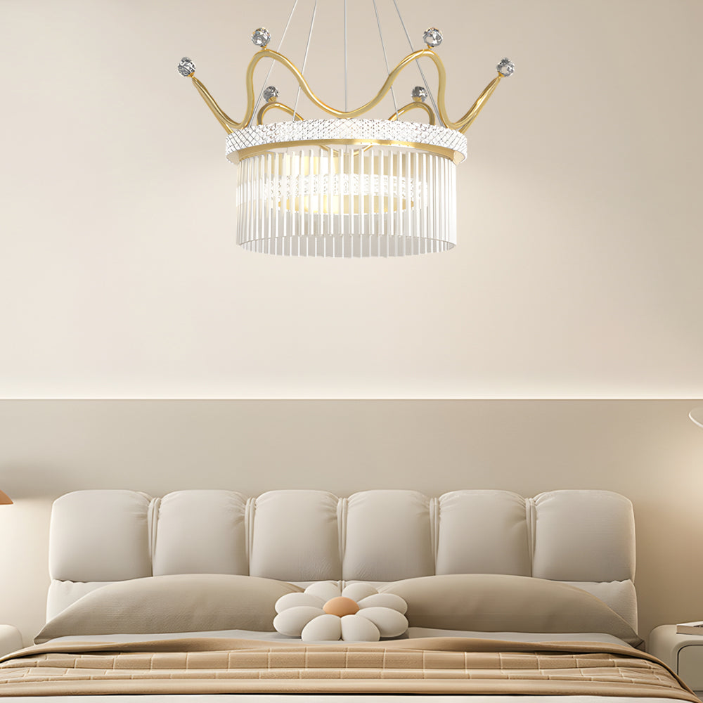 Double Layer Glass Crystal Crown Modern Chandelier