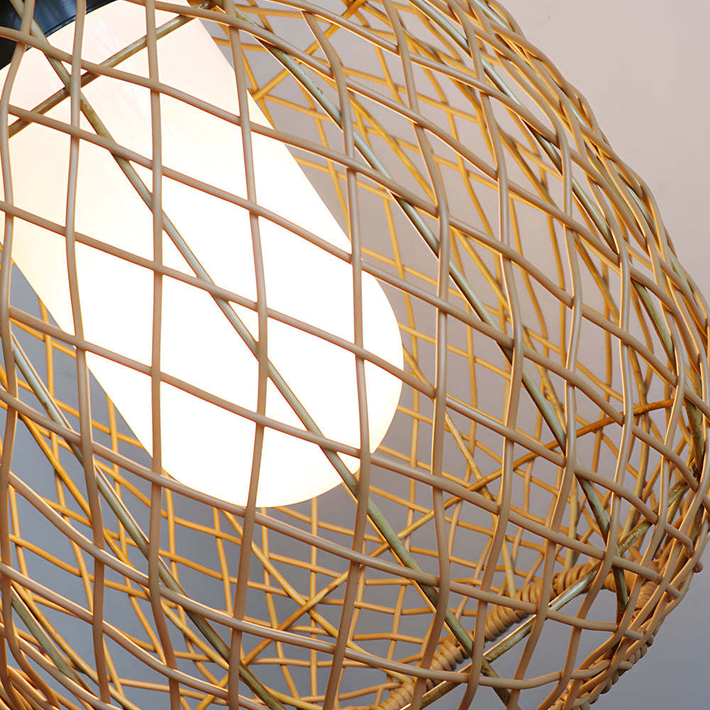 Outdoor Rattan Pendant Lights 10W Rustic Modern LED Ceiling Hanging Lantern Lights-Lighom