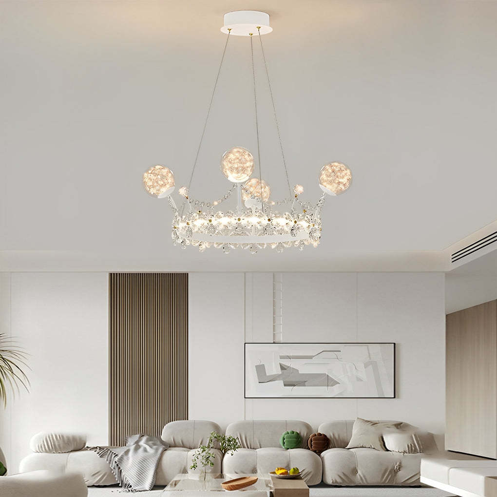 Crystal Glass Flower Crown Dimmable Nordic Chandelier
