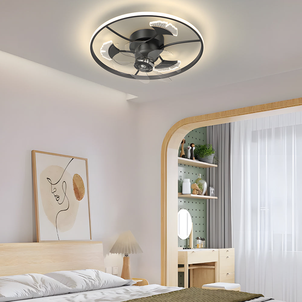 Round Ginkgo Leaf 3-Step Dimming Modern Ceiling Fan