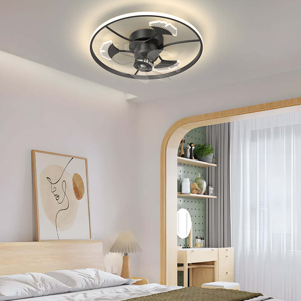 Round Ginkgo Leaf 3-Step Dimming Modern Ceiling Fan