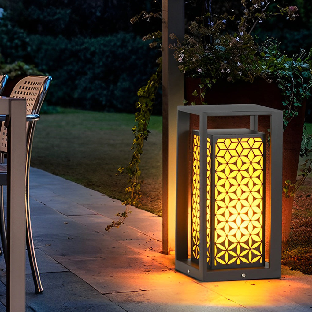 Flower Pattern Black Modern LED Lawn Path Light