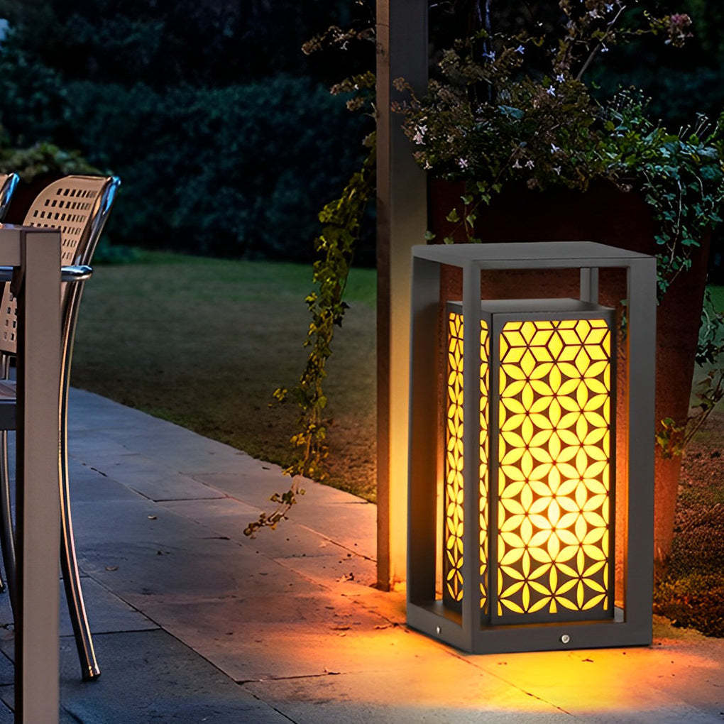 Flower Pattern Black Modern LED Lawn Path Light