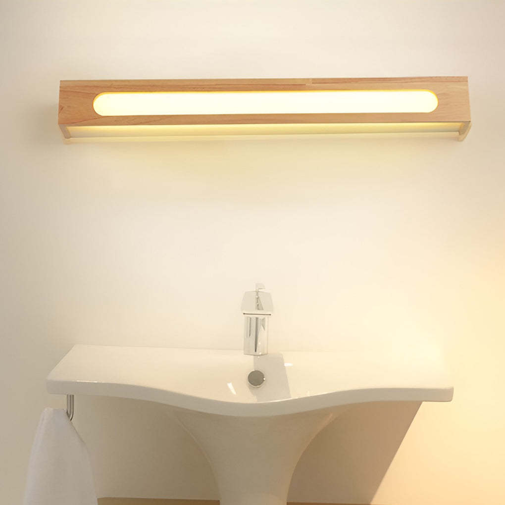Rectangular Wood Waterproof LED Nordic Wall Lamp Mirror Light Sconces-Lighom