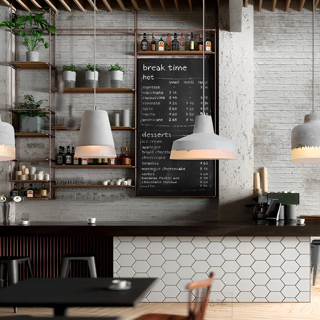 Round Resin Cement Minimalist Industrial Pendant