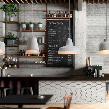Round Resin Cement Minimalist Industrial Pendant