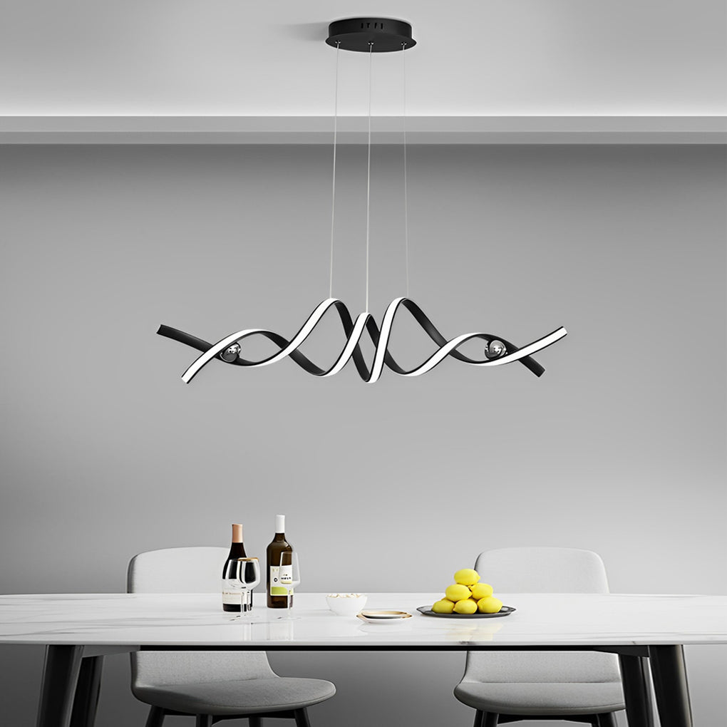 Wave Strip Twisted Dimmable LED Nordic Chandelier