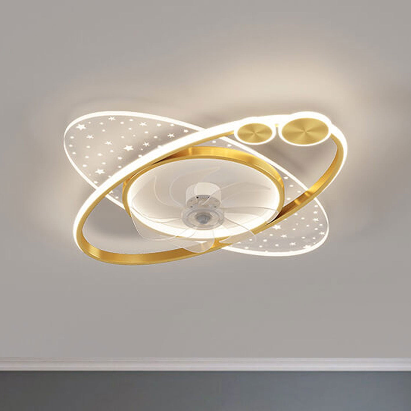 Modern Planet Star Effect LED Flush Mount Fan Light