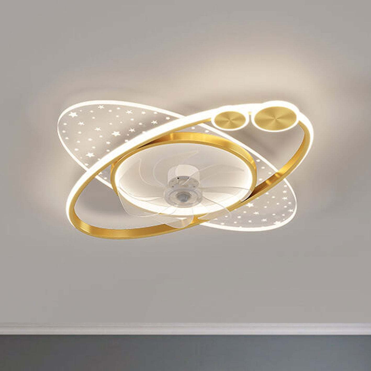 Modern Planet Star Effect LED Flush Mount Fan Light