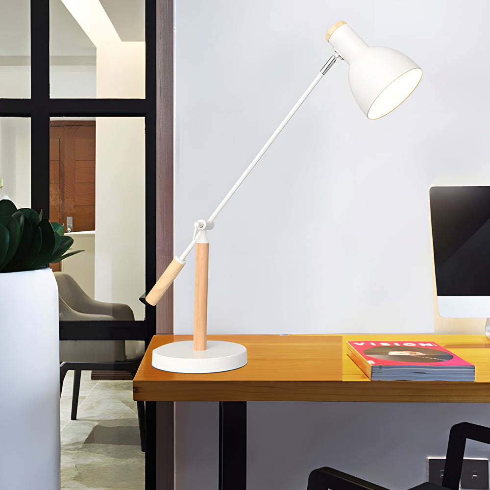 Adjustable Rotatable Wood and Metal Reading Desk Lamp for Modern Spaces-Lighom