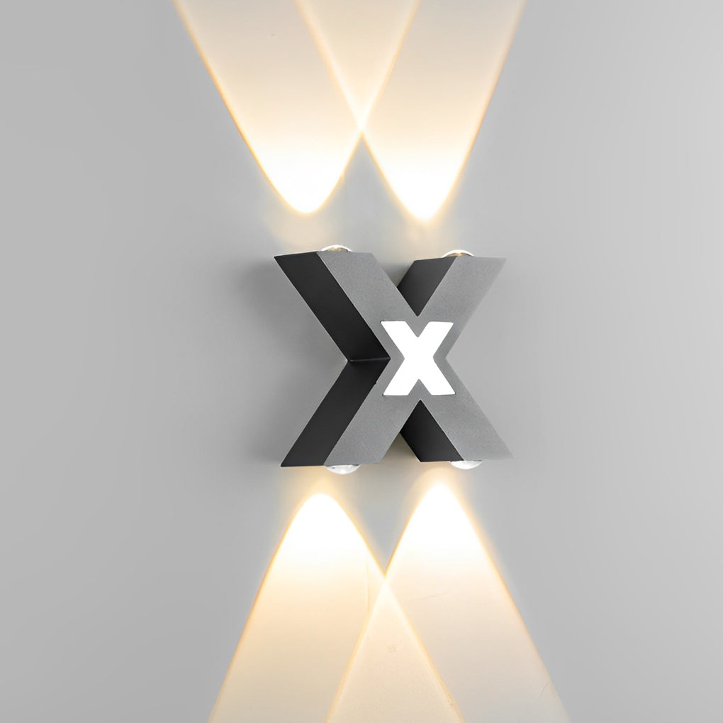 X Shape Creative Waterproof LED Black Modern Outdoor Wall Lamp Exterior Lights-Lighom
