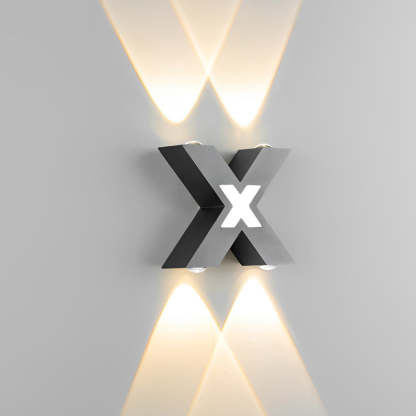 X Shape Creative Waterproof LED Black Modern Outdoor Wall Lamp Exterior Lights-Lighom