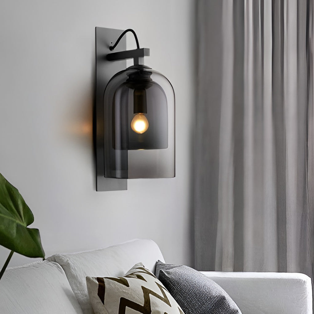 Minimalist Glass Iron Nordic Plug in Wall Lamp Wall Sconce Lighting-Lighom