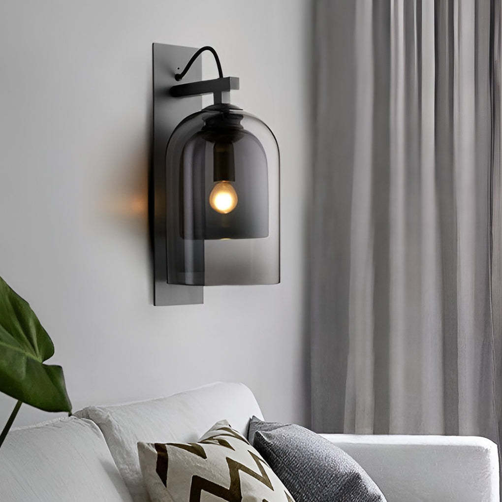 Minimalist Glass Iron Nordic Plug in Wall Lamp Wall Sconce Lighting-Lighom