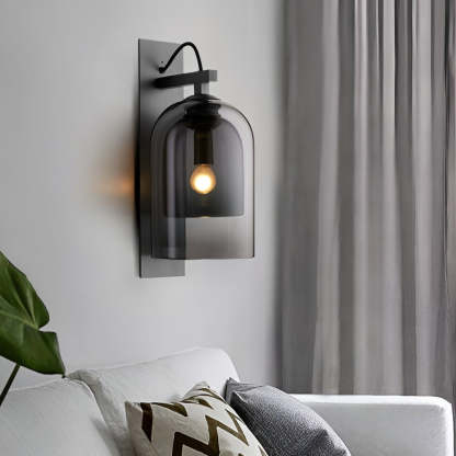 Minimalist Glass Iron Nordic Plug in Wall Lamp Wall Sconce Lighting-Lighom