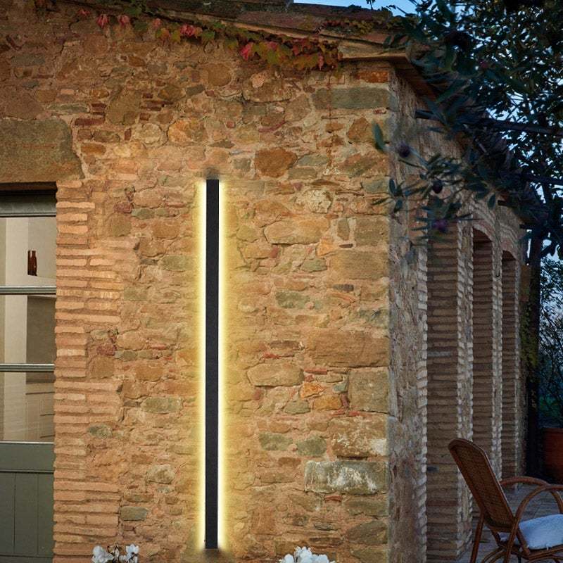 Black Long Strip Metal Waterproof Dimmable Modern Outdoor Wall Lights-Lighom