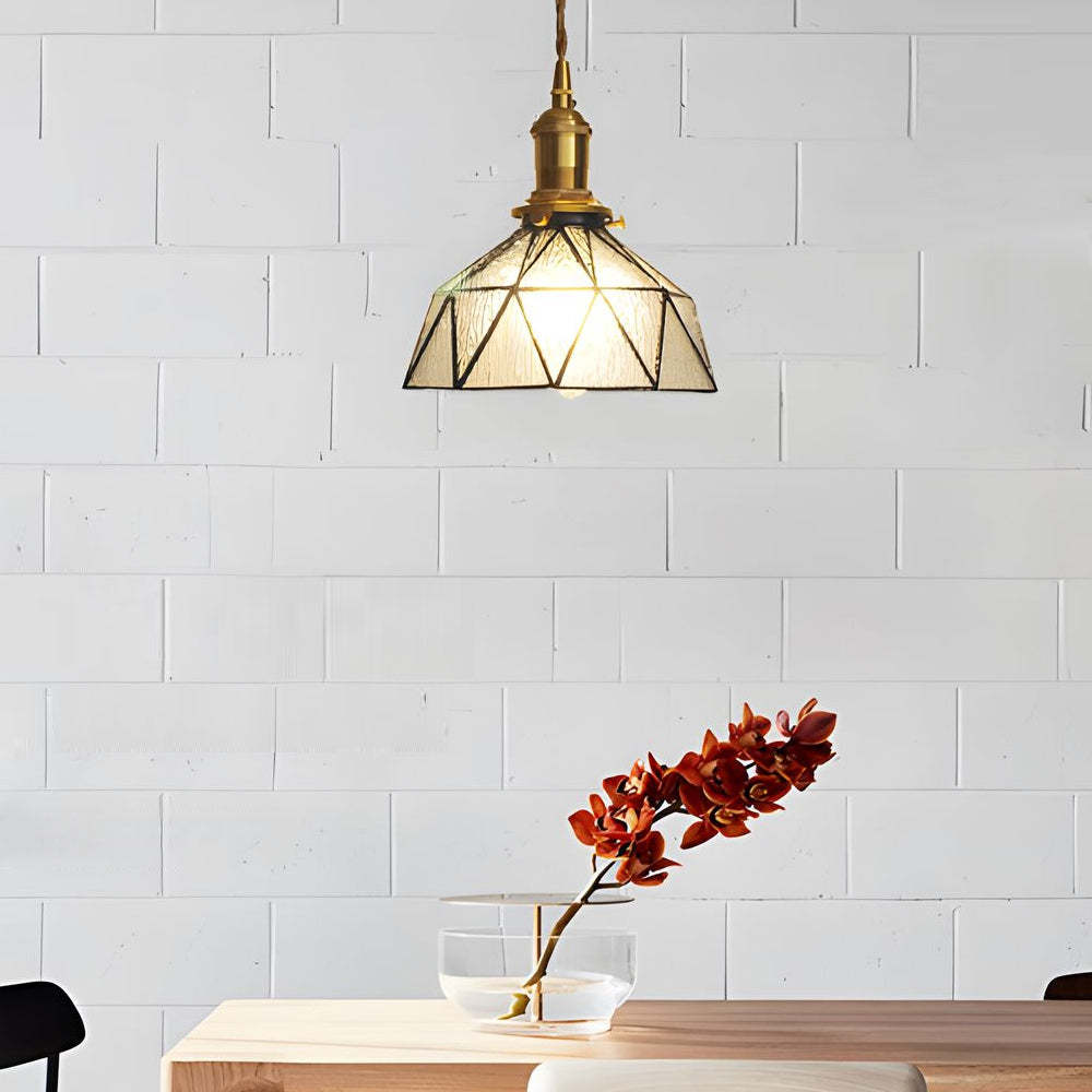 Vintage Stained Glass Hanging Pendant Light