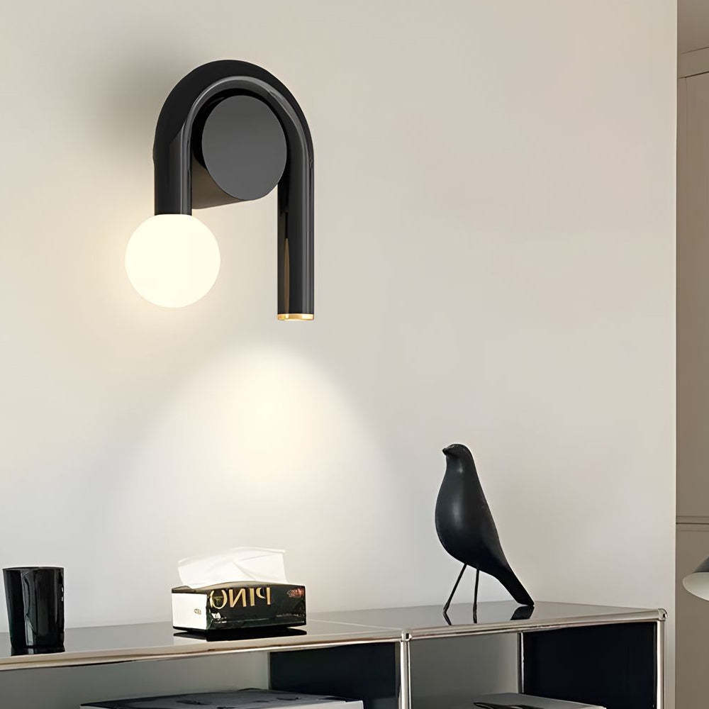 2-Light Arched Iron U-shaped Line Wall Sconce LED Matte Black Bathroom Vanity Lights-Lighom