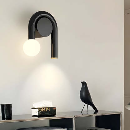 2-Light Arched Iron U-shaped Line Wall Sconce LED Matte Black Bathroom Vanity Lights-Lighom
