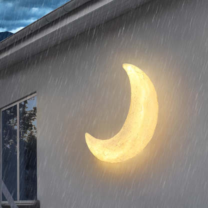 Creative Resin Moon Waterproof LED Modern Outdoor Wall Sconce Lighting-Lighom