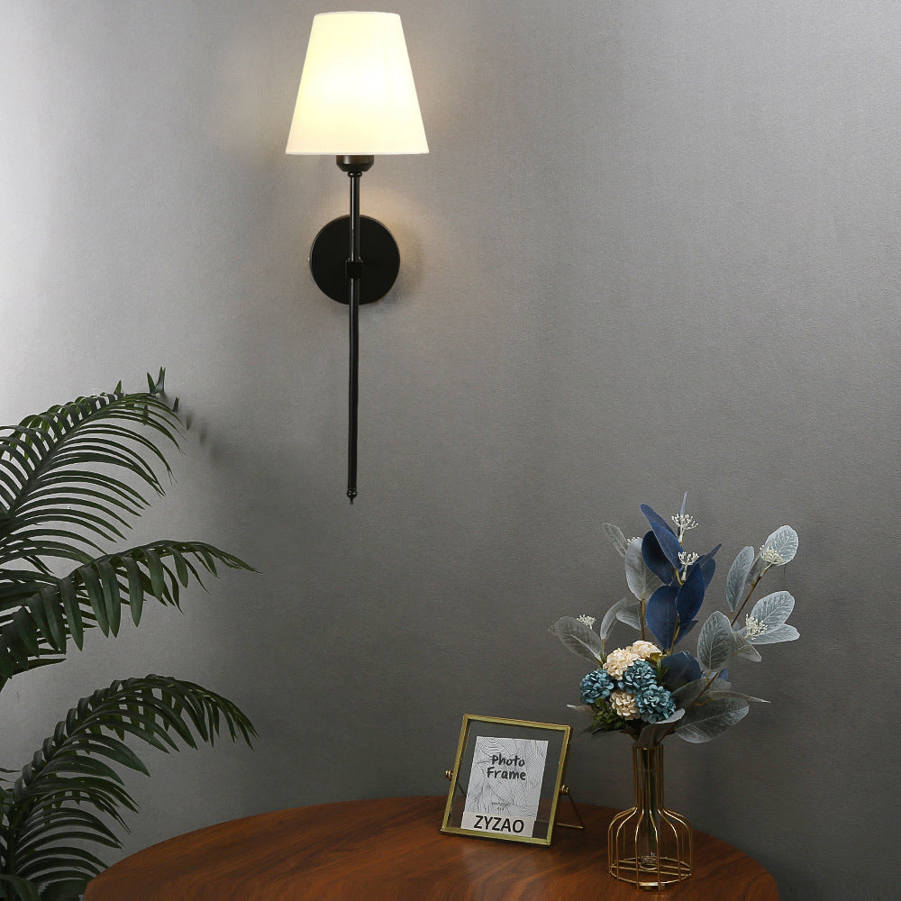 Modern Black Gold Linen Shade Wall Sconce