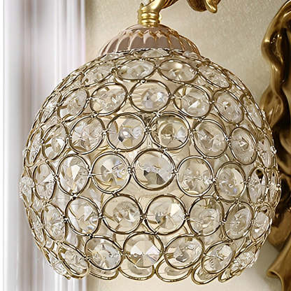 Resin Antique Angel Creative Glass Crystal European Style Wall Lamp-Lighom