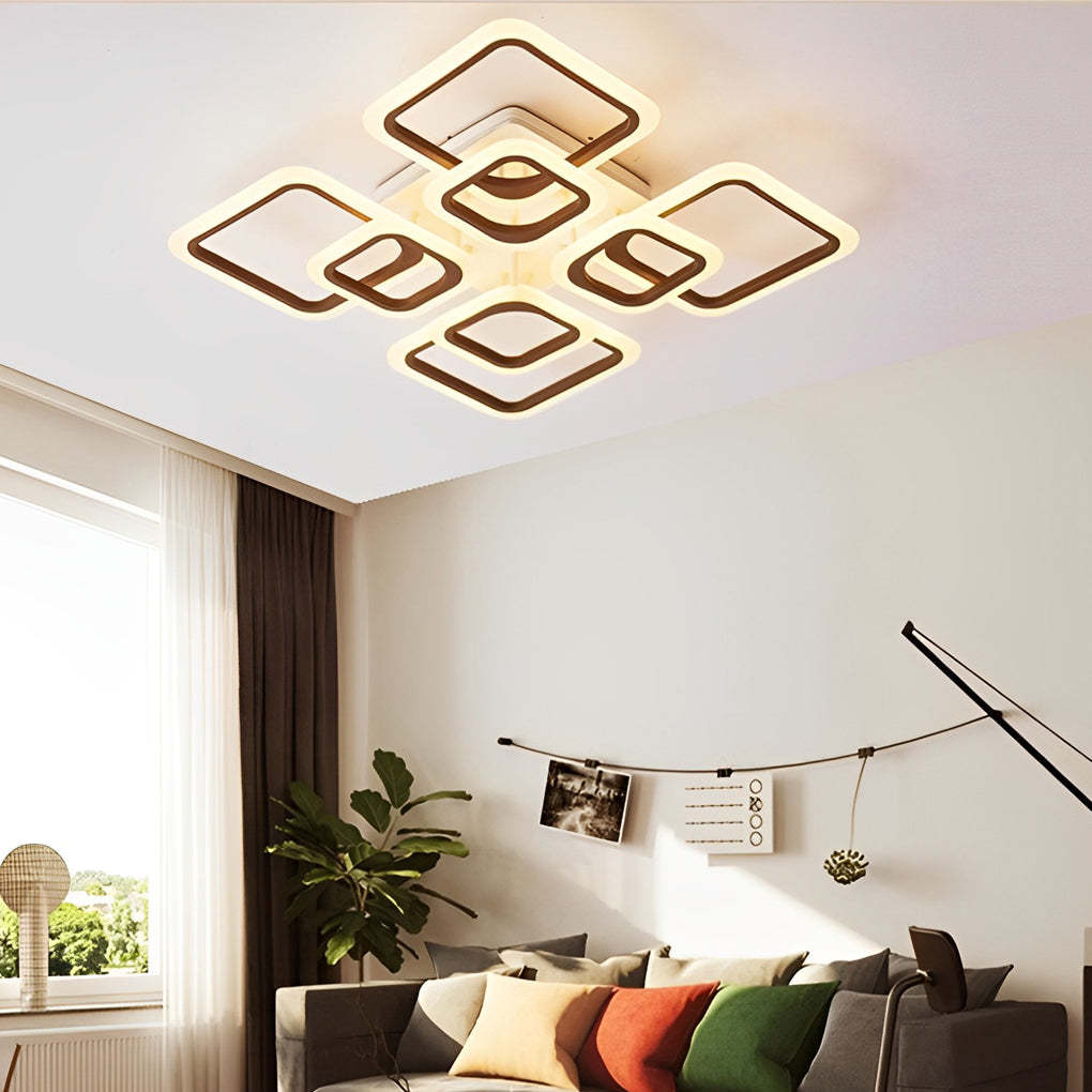 Square Dimmable Remote Modern Ceiling Fixture