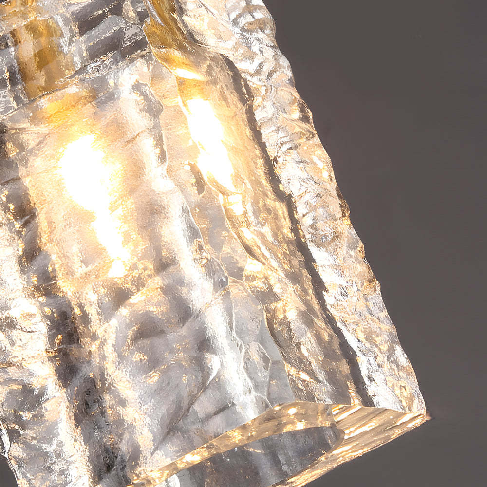 Crystal Cube Brass Pendant Copper Rod Kitchen Island Light