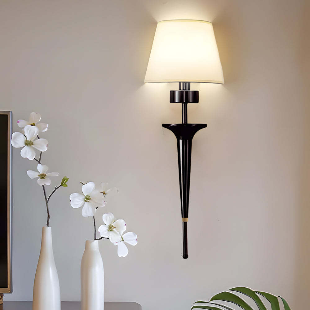25.98" Gold Black Copper 1-Light American Fabric Wall Sconce