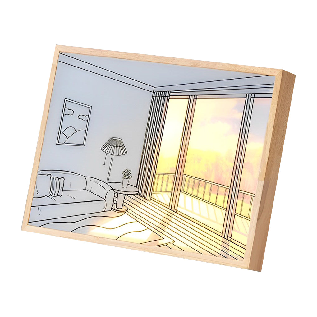 Wood Frame Ins Touch Dimmable LED Sunshine Night Light