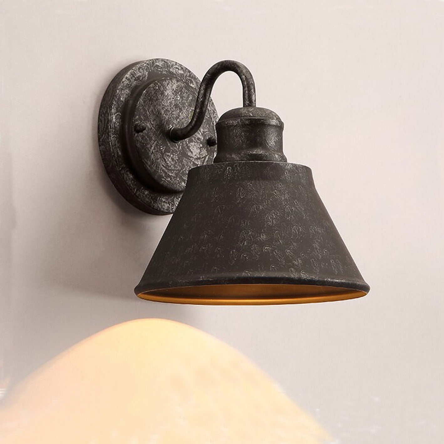 Vintage Industrial Iron Bell Outdoor Waterproof Wall Sconce