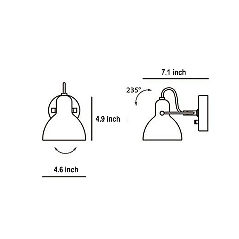 Creative 235° Rotatable White Glass Shade Minimalist Nordic Wall Lamp-Lighom