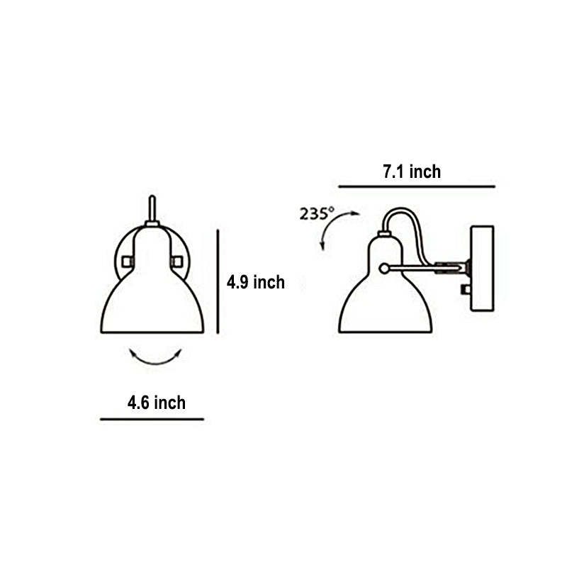 Creative 235° Rotatable White Glass Shade Minimalist Nordic Wall Lamp-Lighom