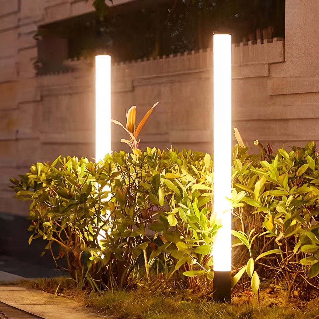 Cylindrical Acrylic Waterproof LED Black Modern Outdoor Lawn Lights-Lighom