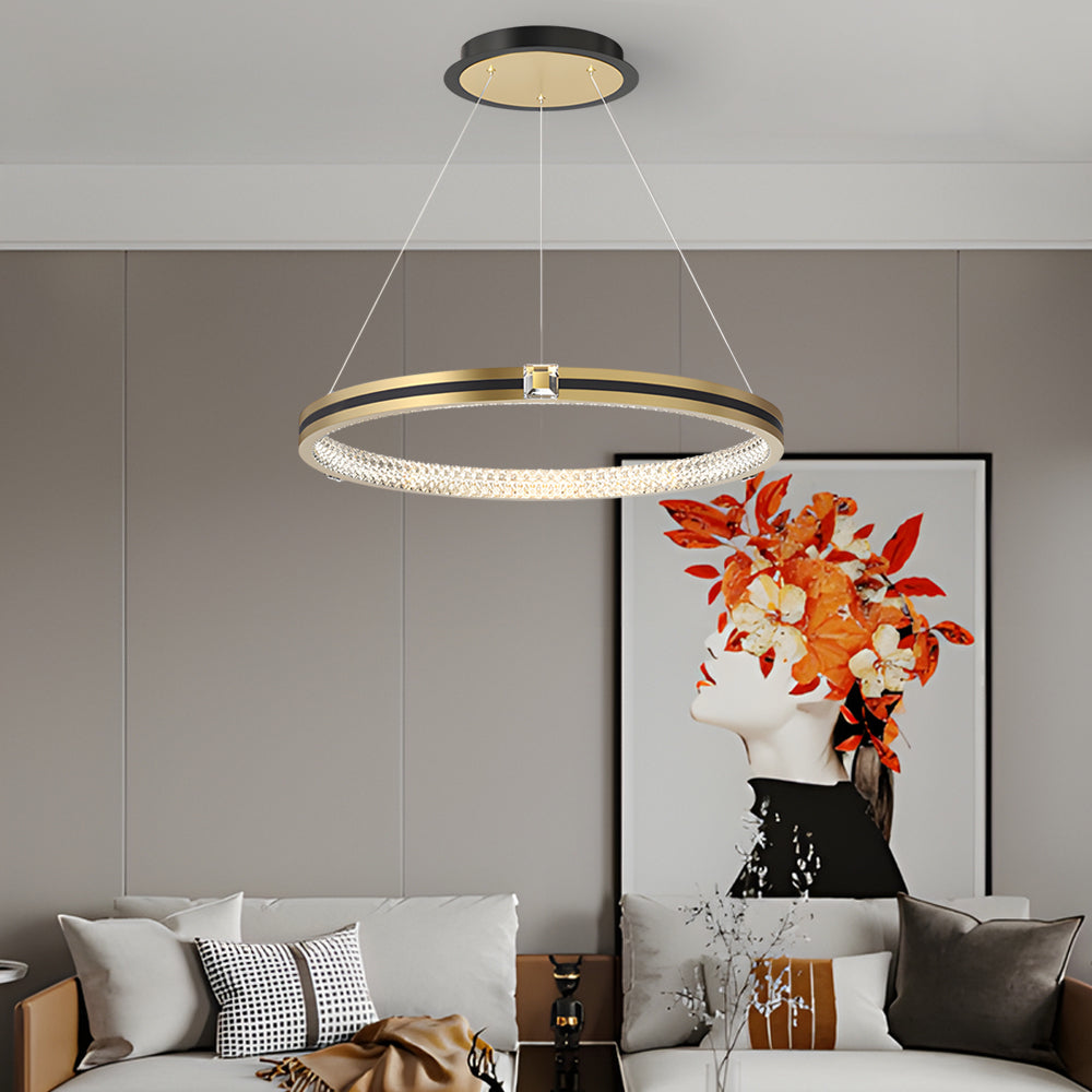 Circle Ring Dimmable Brushed Gold Modern Chandelier