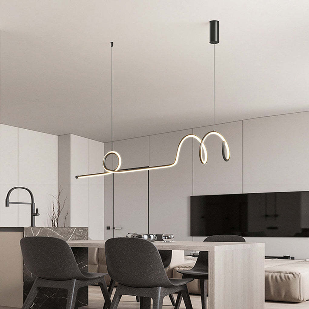 Minimalist Wave Circular Dimmable LED Smart Chandelier