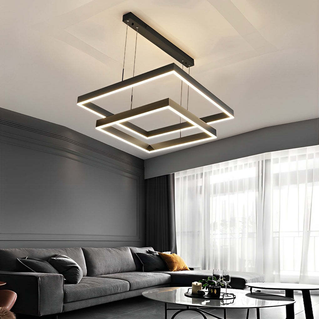 3-Layer Stepless Dimming Black Modern Chandelier