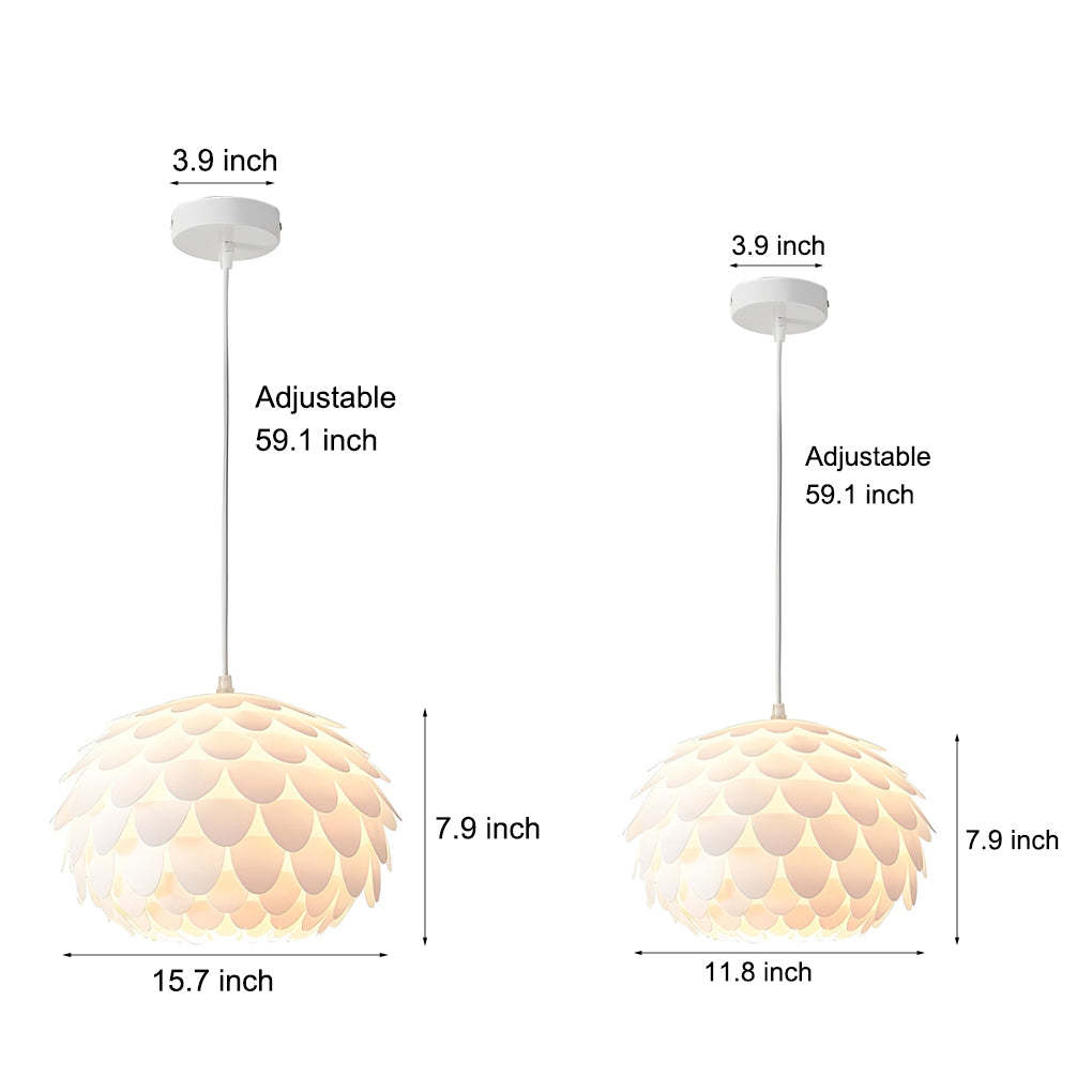 Round Fish Scale Dimmable LED White Modern Pendant