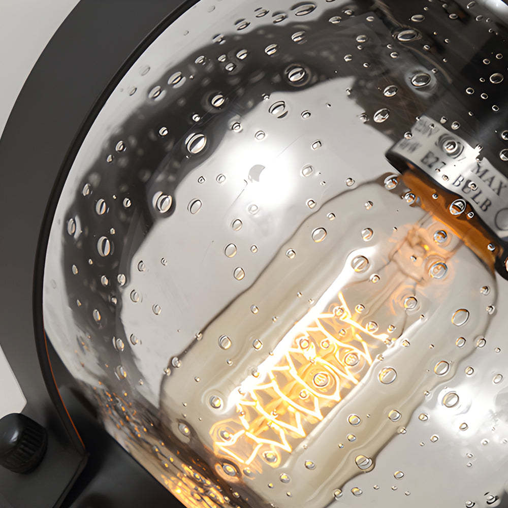 1-Light Seeded Glass Globe LED Outdoor Wall Lantern with Curved Arm-Lighom