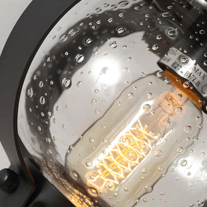 1-Light Seeded Glass Globe LED Outdoor Wall Lantern with Curved Arm-Lighom