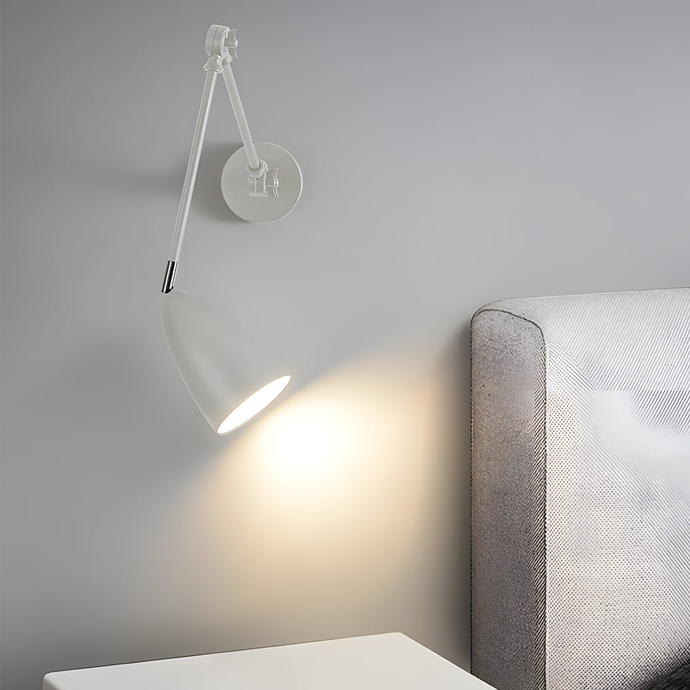 Swing Arm Wall Lamp Long 1 Bulb Rod Rocker Arm Wall Mounted Sconce with 3 Adjustable Joints-Lighom