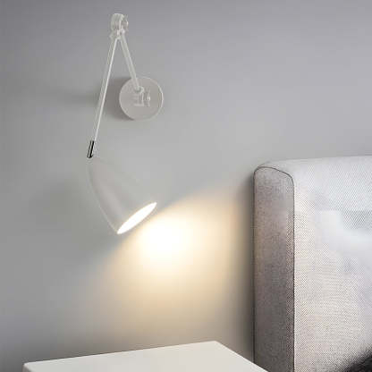 Swing Arm Wall Lamp Long 1 Bulb Rod Rocker Arm Wall Mounted Sconce with 3 Adjustable Joints-Lighom