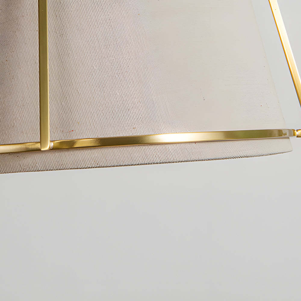 Trapezoid 13.8'' Wide Pendant Gold Fixture with White Fabric Shade