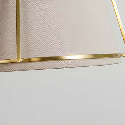 Trapezoid 13.8'' Wide Pendant Gold Fixture with White Fabric Shade
